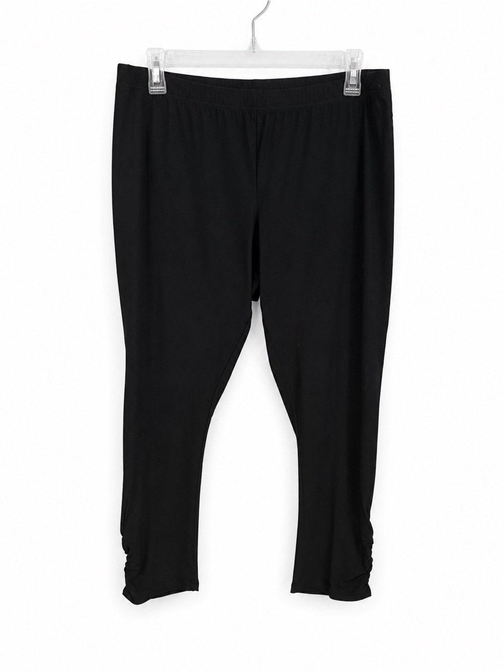 New Coldwater Creek Black Shirred Capri Leggings Size Large